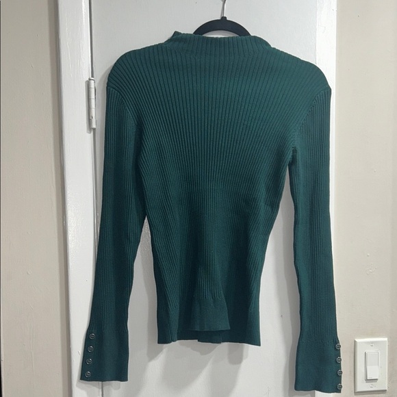 Cable & Gauge Sweaters - Cable & Gauge Womens y2k Teal Ribbed Knit Top With Button Cuffs size Medium